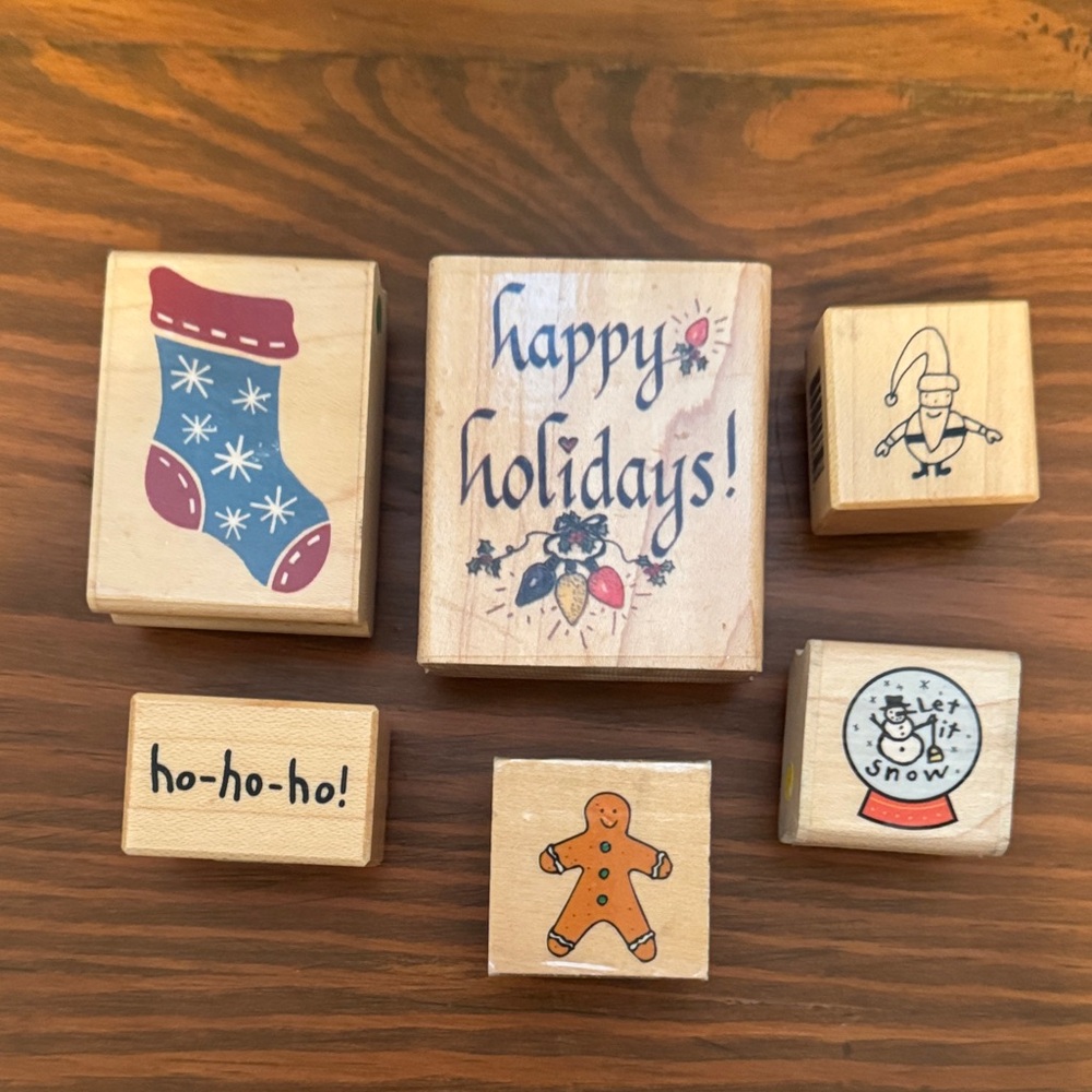 Holiday Themed Rubber Stamps Set